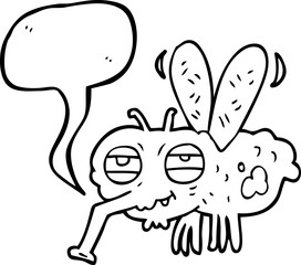 freehand drawn speech bubble cartoon fly