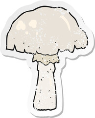 retro distressed sticker of a cartoon mushroom