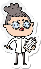 sticker of a cartoon annoyed woman