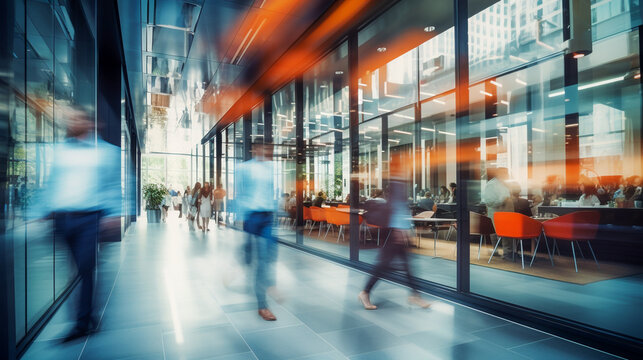 Beautiful Blurred Background of Modern Business Office Interior.