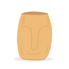 Morden ceramicVase with face. Hand drawn flat trendy illustration.