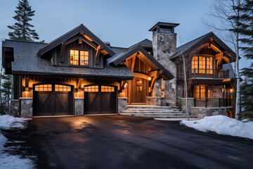 A luxurious chalet equipped with modern amenities - boasting an elegant interior - spacious living area - and high-end comfort for a sophisticated mountain living experience.