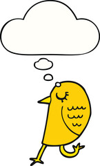 cartoon bird with thought bubble