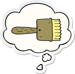cartoon paintbrush with thought bubble as a printed sticker