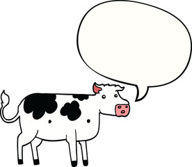 cartoon cow with speech bubble