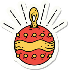 sticker of a tattoo style christmas ornament