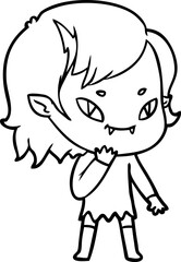 cartoon friendly vampire girl considering