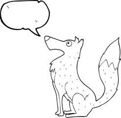 freehand drawn speech bubble cartoon wolf