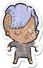 distressed sticker of a cartoon woman