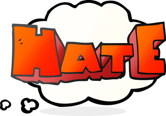 freehand drawn thought bubble cartoon word Hate
