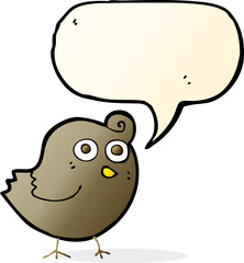 funny cartoon bird with speech bubble