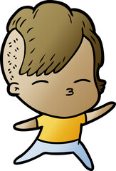 cartoon squinting girl