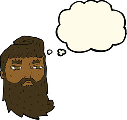 cartoon bearded man with thought bubble