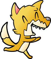 laughing fox running away