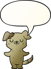 cartoon puppy with speech bubble in smooth gradient style