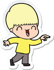 sticker of a happy cartoon boy