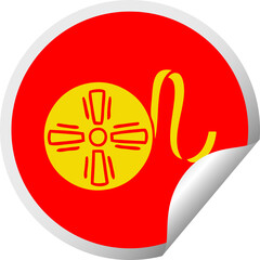 circular peeling sticker cartoon of a movie tape