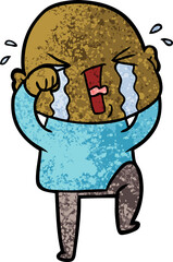 cartoon crying bald man