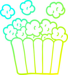 cold gradient line drawing of a cartoon popcorn