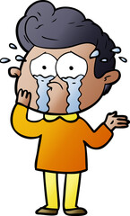 cartoon worried crying man