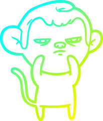 cold gradient line drawing of a cartoon monkey