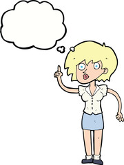 cartoon woman with question with thought bubble