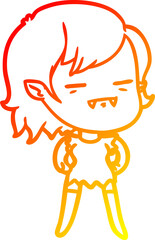 warm gradient line drawing of a cartoon undead vampire girl