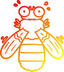warm gradient line drawing of a cartoon bee