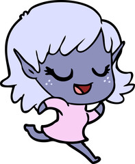 happy cartoon elf girl running
