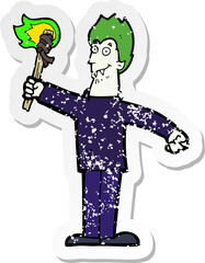 retro distressed sticker of a cartoon spooky vampire