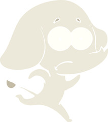 flat color style cartoon unsure elephant running away