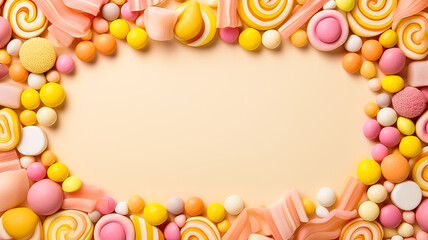 Delightful sweets in light orange backdrop.