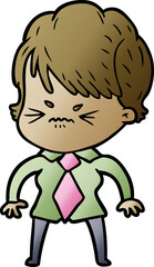 cartoon frustrated woman