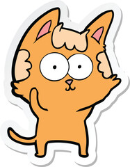 sticker of a happy cartoon cat