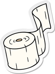 hand drawn sticker cartoon doodle of a toilet roll