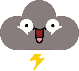 flat color retro cartoon of a storm cloud
