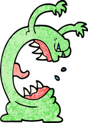 grunge textured illustration cartoon monster