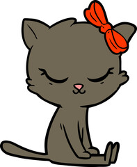 cute cartoon cat with bow
