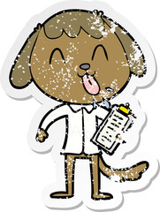 distressed sticker of a cute cartoon dog