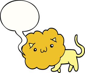 cute cartoon lion with speech bubble