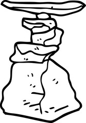 line drawing cartoon stacked rocks