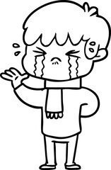 Obraz premium cartoon boy crying