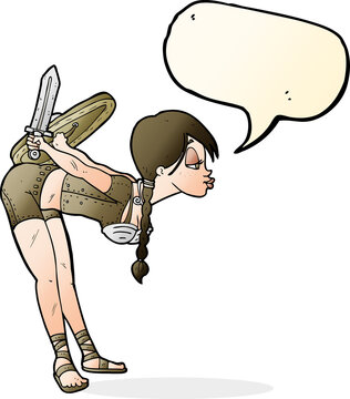 recommend clip art: cartoon viking girl bowing with speech bubble