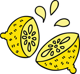 hand drawn quirky cartoon lemon