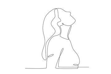 Side view of a woman in spring. Spring one-line drawing