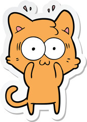 sticker of a cartoon surprised cat
