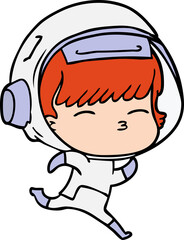 cartoon running astronaut