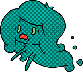 freehand drawn cartoon of kawaii scary ghost