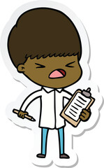 sticker of a cartoon stressed man