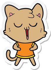 sticker of a cartoon cat singing